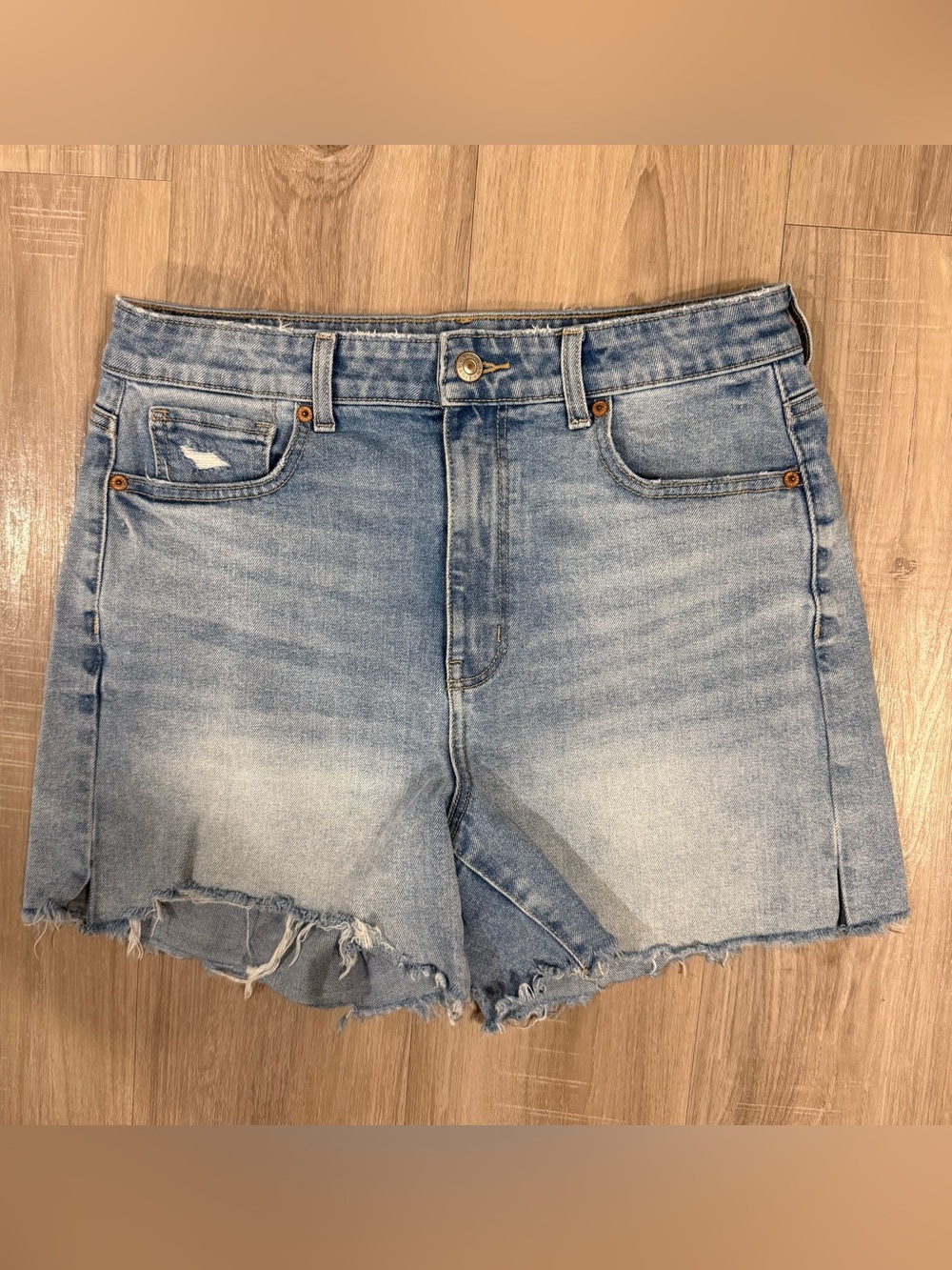 American Eagle Outfitters Light Blue Distressed Denim Shorts